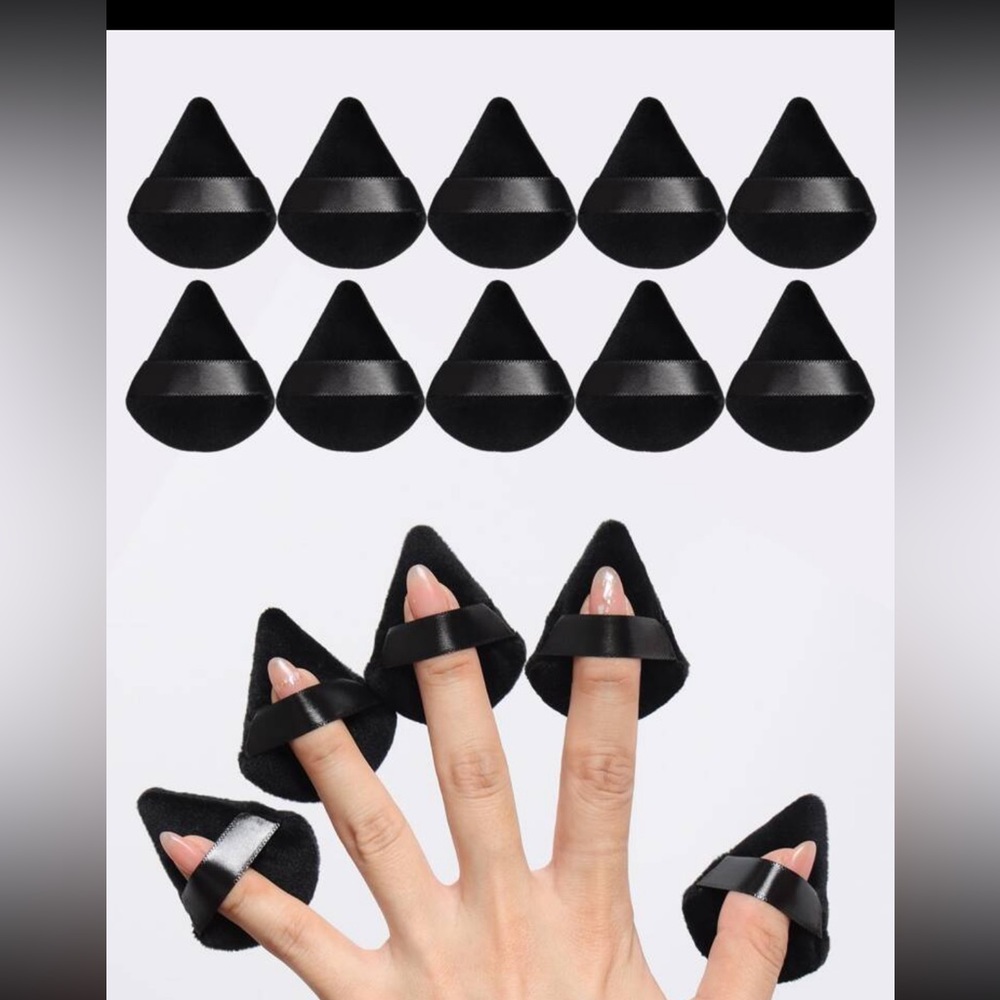 10pcs Triangle Shaped Velvet Powder Puff, NWT